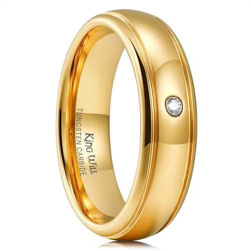 Image of King Will Men's Women's Tungsten Carbide Ring 24k Gold Plated Rose Gold Plated Domed Polished Finish Wedding Band