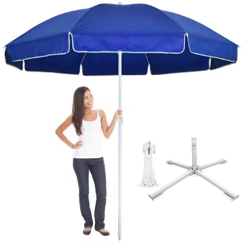 RAINPOPSON Outdoor Garden Umbrella With Stand Big Size Patio Garden Umbrella (Blue) 7Ft