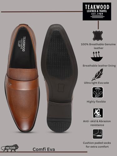 Image of TEAKWOOD LEATHERS Mens's Textured Leather Flexible 360 Moccasins, Stylish Classy Leather Shoes for Men