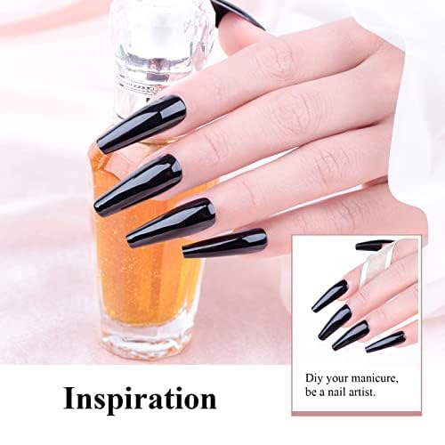 Miniatura 5 de Imtiti Esmalte de uñas de gel, 1 esmalte de gel de color negro de 0.0 fl oz, esmalte de uñas de gel de larga duración con LED que se puede remover,
