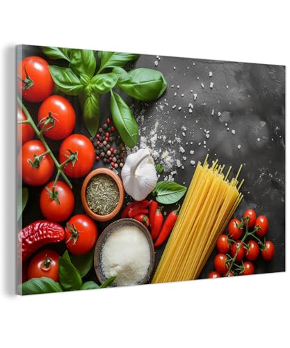 Tableau en verre 60x40 cm de légumes et spaghetti pour cuisine