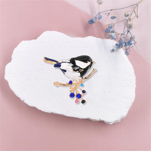 Image of coadipress Colorful Birds Brooch Pins Crystal Rhinestone Branch Bird Brooch Cute Enamel Animal Magpie Hummingbird Pin Fashion Jewelry Accessories Gifts