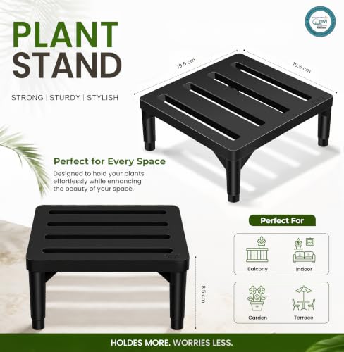 Image of DVI Heavy Duty Black Plant Stand | Pack of 3 | Strong, Durable, Rust-Proof | Supports Up to 200 Kg | Indoor & Outdoor Use | Pot Stand for Big Size Plants | All Weather Resistant Pot Stand