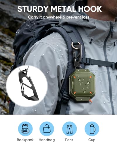 Image of MoKo for AirPods 4 Case Cover with Lock, Waterproof, Army Green | Secure Lock, IP68 Waterproof, Military‑Grade Shockproof, Keychain, Phone Stand, Cleaner Kit