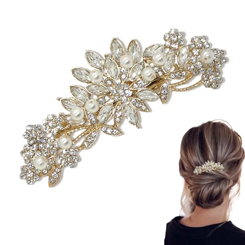 Accesorio de cabello nupcial dorado con clip elegante miniatura 1