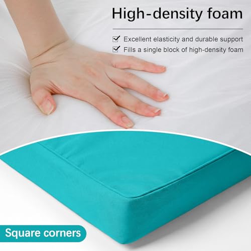 DoubleFill 1 Pcs Outdoor Ottoman Cushion 23\"x19\"x3\" Waterproof Fade Resistant Outdoor Footstools Cushion Removable Patio Ottoman Cushions with Adjustable Fixing Strap for Stool (Lake Blue) - Thumbnail 7