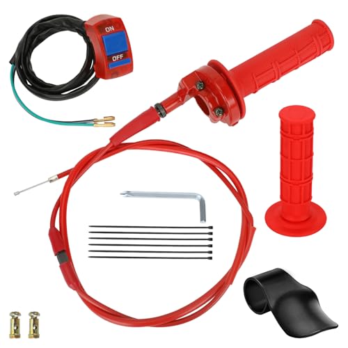 Image of Mini Bike Throttle Assembly for Coleman CT200U BT200X CT200U-EX | Throttle Cable Kit Compatible with Predator 212 196cc 79cc 97cc 99cc Mini Bike 4 Stroke Dirt Bike, 50'' Adjustable Cable, Red