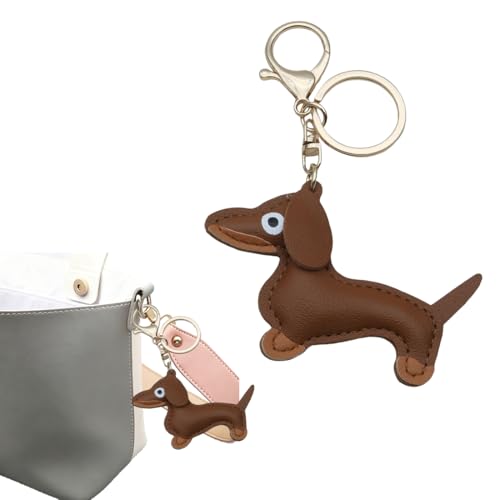 YUVKIN Portachiavi in pelle a forma di bassotto, Portafortuna con cucciolo dolce, Ciondolo per borsa a forma di cane Simpatici, Regalo per donne, uomini, bambini, per compleanno, Idea regalo