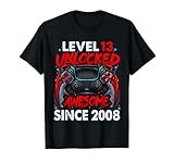 Level 13 Unlocked Awesome Since 2008 13th Birthday Gaming T-Shirt