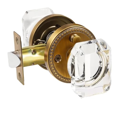 Genérico Manilla De Puerta Con Privacidad, Palanca Cristal, Cerradura Acceso For Dormitorio Y Baño, Reversible, Sin Llave, Color Bronce, Níquel Cepillado, Alambre(827-88A-HGT)
