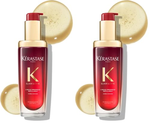 Image of Kerastase Elixir Ultime Hair Oil-In-Serum Valentine's Edition 75ml | 2X Shinier Hair | 96H Anti-Frizz Action | Infused with French Camellia, Marula & Argan Oils (Pack of 2)