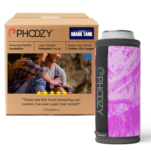 Image of PHOOZY Insulated Can Cooler for Slim 12 oz Cans - Patented Drink Sleeve with NASA-Inspired Technology - Keeps Beer, Soda & Sparkling Water Cold Longer - Lightweight Outdoor Can Holder - Pink