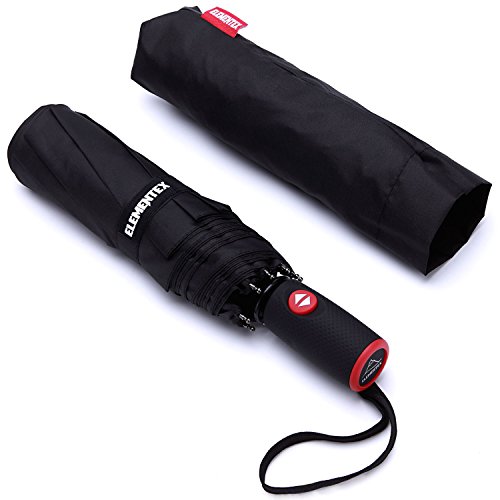 ELEMENTEX Auto Umbrella Dupont Teflon Travel Umbrella with Windproof Vent - Black
