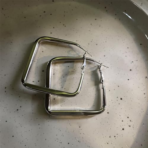 Vintage Geometric Square Earrings for Women Large Hollow Square Hoop Earrings Statement Earrings Long Dangle Earrings Personalized Chunky Fashion Bold Earrings Jewelry 7