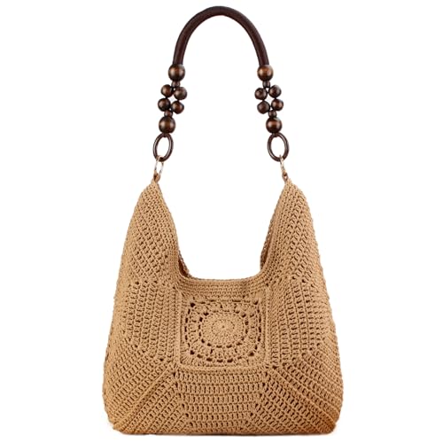 Image of Rejolly Straw Hobo Bag for Women Tote Bag Summer Vacation Beach Handbags Boho Bohemian Style Shoulder Purse