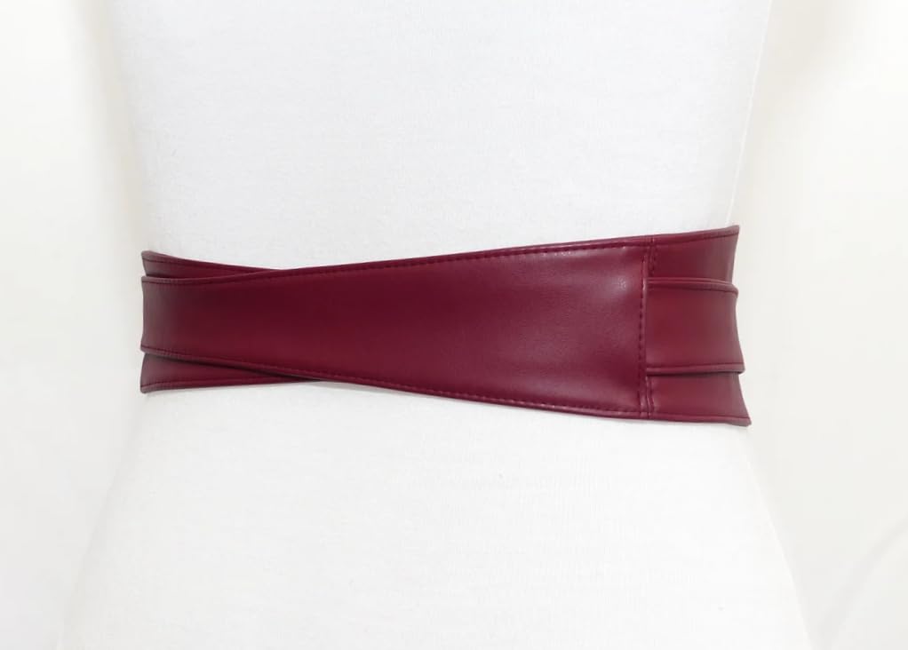 Chalkfactory Women Obi Belt Genuine lambskin Leather Fashion Wrap Around Wide Waistband Knotted Belt for Dress (Sliced, Brown, Medium - 29