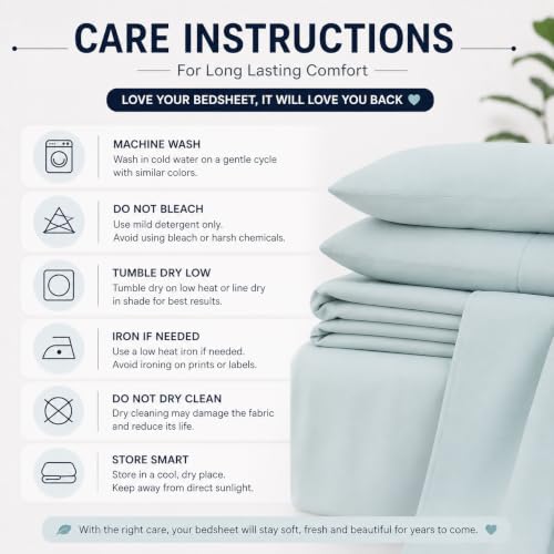 Image of Blue Strip Premium Flat Bedsheet Set, Light Blue, 228 cm x 254 cm, with 2 Pillow Covers 46 cm x 71 cm, Soft and Breathable