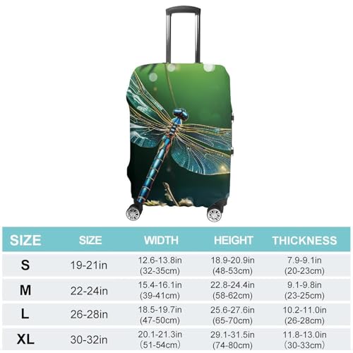 Dragonfly Green Luggage Cover, Washable Elastic Suitcase Cover Protector Fit 18-32 Inch Luggage2