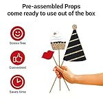 Fully Assembled Birthday Photo Booth Props. 30 Piece Box Set of Black & Gold Selfie Party Supplies and Decorations Kit with Real Glitter - Cute Bday Designs for Women - Did We Mention No DIY - Image 2