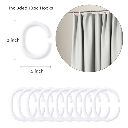 Image of Encasa XO Shower Curtain Waterproof | ZZ Light Grey Bathroom Curtains for Women & Men with 10 Hooks | Easy Installation | Quick-Drying Curtains | (183x183 cm)