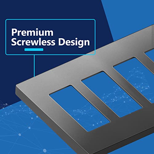 Image of LIDER Decorator Switch Cover, Screwless Wall Plate, Mid-Size 4-Gang 4.88 inch x 8.58 inch, LSWP-34M-SG, UL Listed, Thermoplastic, Matte Space Gray, 1-Pack