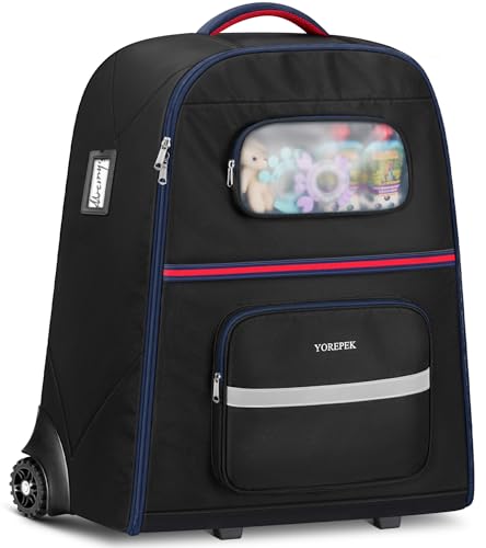 YOREPEK Padded Stroller Bag for Airplane, Fits for Nuna Mixx Next (No Wheel Removal Needed), Rolling Stroller Travel Bag with Upgraded All-Terrain Large Wheels, Mini Pocket for AirTag, Black