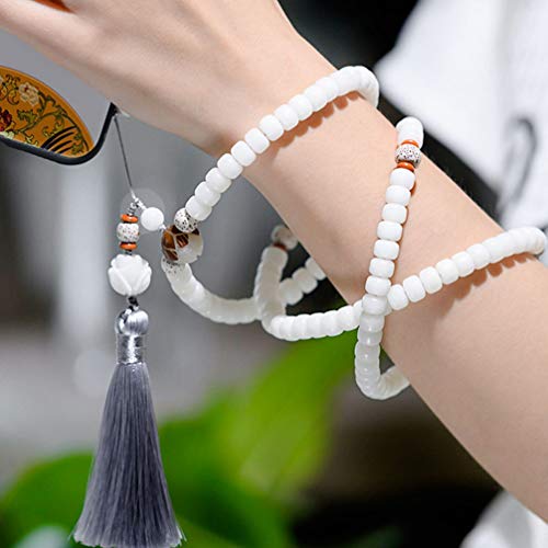 Hemobllo – Cordão decorativo para telefone Bodhi, cordão estilo chinês, borla branca, cordão antiper