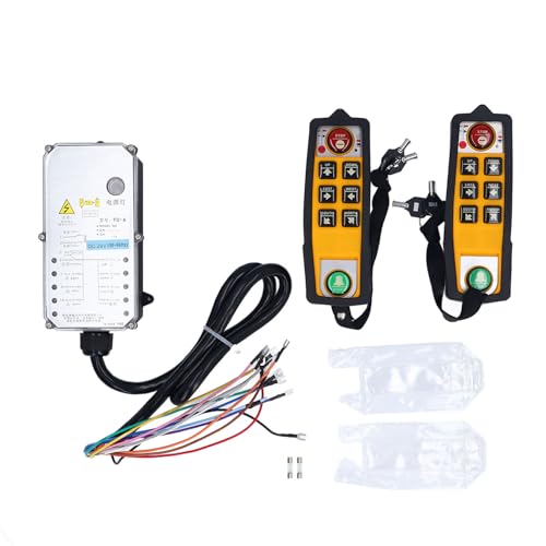 Gearwell Crane remoto, controlador de polipasto inalámbrico industrial DC24V con transmisor y receptor, kit de control remoto de elevación eléctrica con 2 mango Yu 6