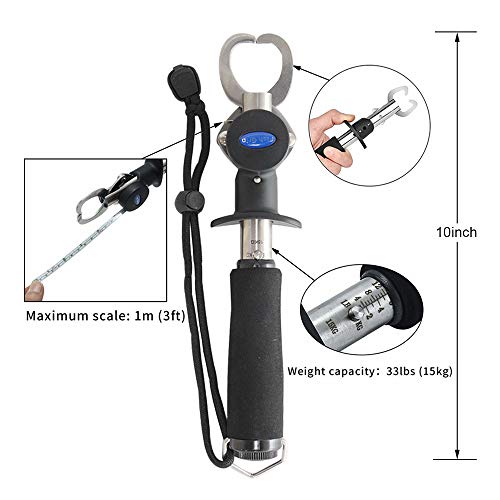 Luoyer Conjunto de ferramentas de pesca com escama e fita métrica, removedor de anzol, alicate de pe