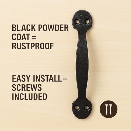 Image of 9 Inch Oval Tapered Barn Door Handle - Black Cast Iron Pull for Sliding Doors, Gates, Sheds, Fences, Closets - Indoor Outdoor Farmhouse Hardware