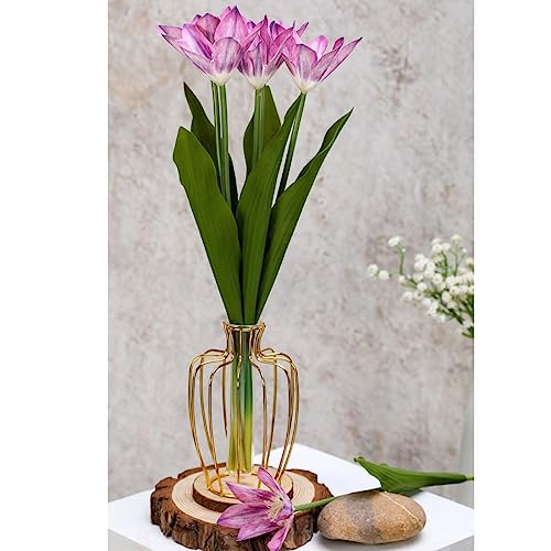 Image of SATYAM KRAFT 5 Pcs Lily Artificial Flower Sticks Gift for Diwali, Deepawali & New Year | Decoration for Home, Office, Corner, Bedroom, Pooja Room, Wedding, Events & Gifting (Pack of 5 Sticks) (Purple)