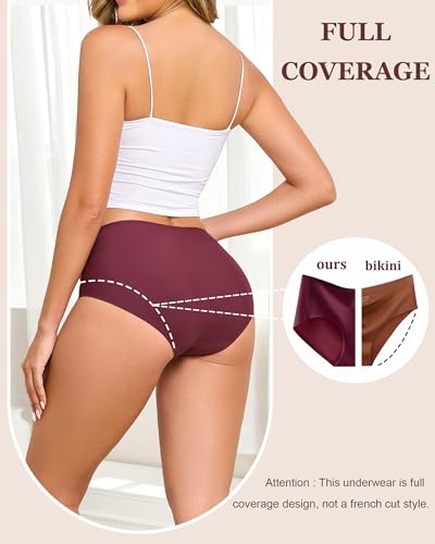 Image of FINETOO 6 Pack Womens Seamless Underwear Full Coverage No Show Hipster Panties Sexy Stretchy Invisible Briefs Bikini Lingerie