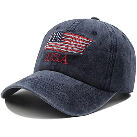 IZUS Washed Baseball-Hats American-Flag Distressed - 100% Distressed Cotton Dad Hat Embroiderred for Unisex (New Navy -Flag) Cover