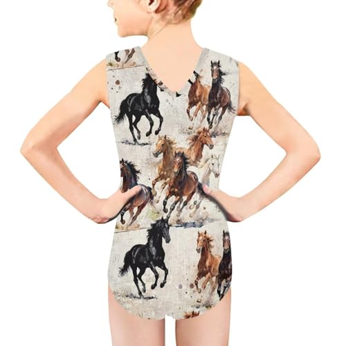 Image of Girls Bathing Suit Size 3-14 Swimsuits for Girls One-Piece Swimwear Summer V-Neck Sleeveless