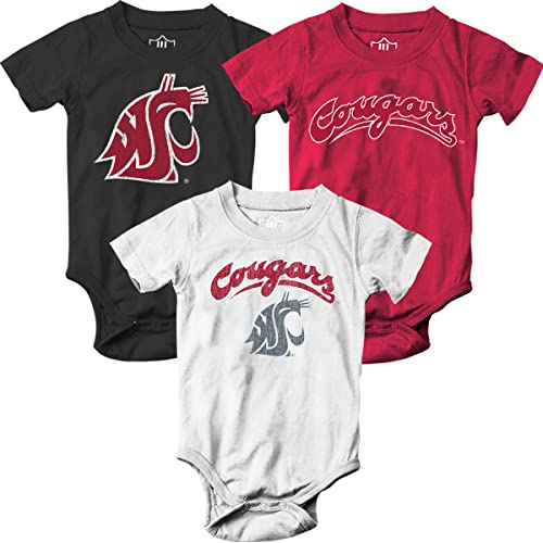 Image of Wes and Willy Baby College Team 3 Pack of Cotton Rompers