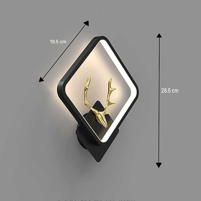 Image of Polyvinyl Chloride Deer Horn LED Wall Lamp for Living Room, Home, Cafe, Bar & Hotel Decorative Wall Light with 3 Color Lighting (Square A5 Horn LED WALL)