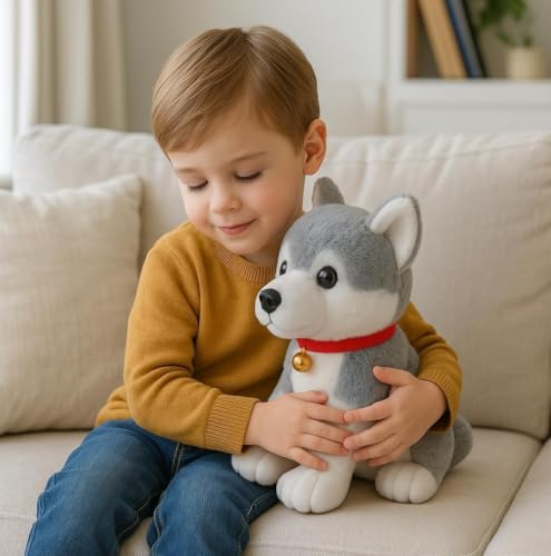 Image of Husky Dog Soft Toy 30 cm | Cute Puppy Plush Toy for Kids | Ultra Soft Stuffed Animal Doll | Cuddly Dog Teddy for Boys & Girls | Birthday Gift & Home Decor
