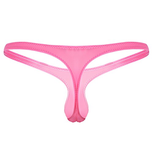 AGJGFM Men's Breathable Mini Pouch Underwear Guys Enlarge G-String T-Back Thongs Pink2
