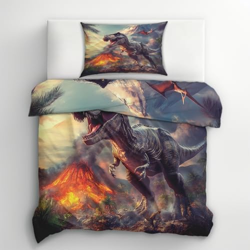 Parure de lit T-Rex 200x200 réversible en microfibres avec fermeture éclair - 4