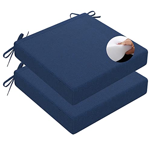 Lfnoone Kitchen Chair Cushions Set Of 2 Garden Patio Seat Cushions 16"X16"X2"Square Patio Chair Pads,Zipper Design,High-Density Sponge Filling,For Outdoor Chair/Dining Chair/Patio Seat Cushions/Blue #TOP13