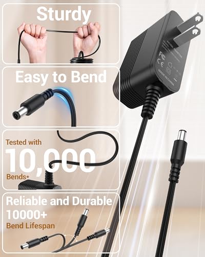 Image of 12V Power Cord for Vanity Mirror Charger Compatible with FENCHILIN Vanity Mirror with Lights Power Cord for Hollywood Vanity Makeup Light Bulbs 12V 2A Replacement