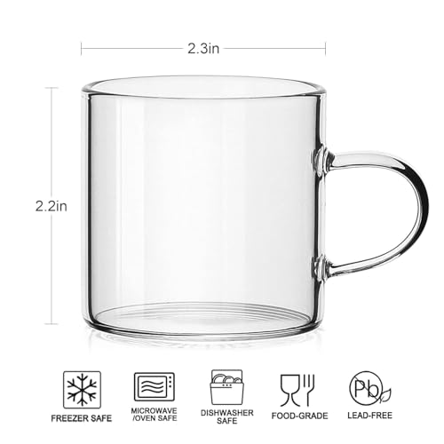 Image of IndusBay Pack of 4, Borosilicate Glass Tea Cups 130 ml Clear Glass Small Tea Coffee Mugs with Handle, Microwave Safe