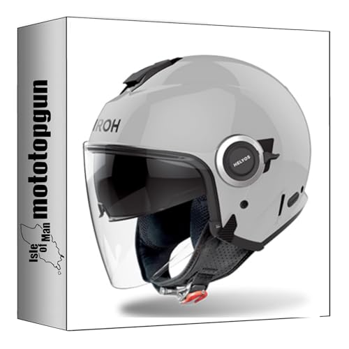 Casque moto jet Airoh Helyos HE681 avec écran large protection gris XL
