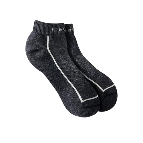 Red Wing Shoes Premium Safety Medium Weight Quarter Crew Socks, Stretchable Merino Wool/Nylon Blend, Black, 12-15 (1 pair)