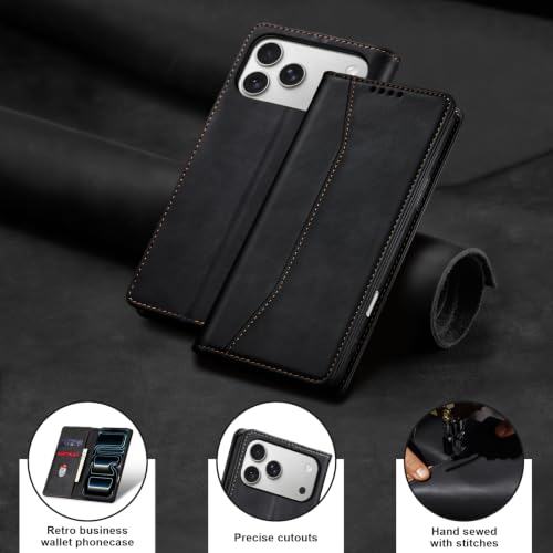 Image of Jasonyu Flip Wallet Case for iPhone 18 Pro /17 Pro,Black