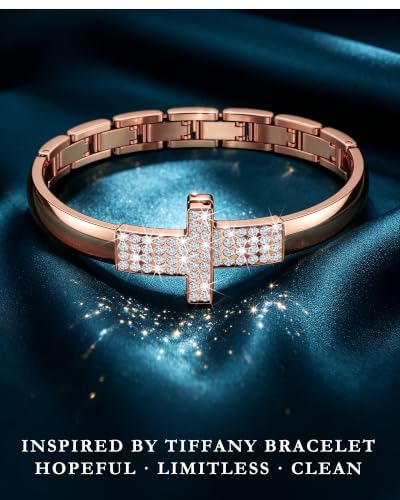 Image of VISOOM Rose Gold Apple Watch Bands Iwatch Bracelet for Women 42 /44 /45 /46mm, Jewelry Metal T-Shaped Band for Dressy Apple Watch Series SE 11 /10 /9 /8 /7~1 Band Thin Slim Fancy Bling Women On Daily /Gift