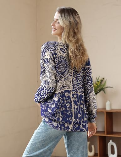 Image of YESNO Women Christmas Sweater Graphic Printed Oversized Pullover Sweaters Casual Loose Knit Tops S01