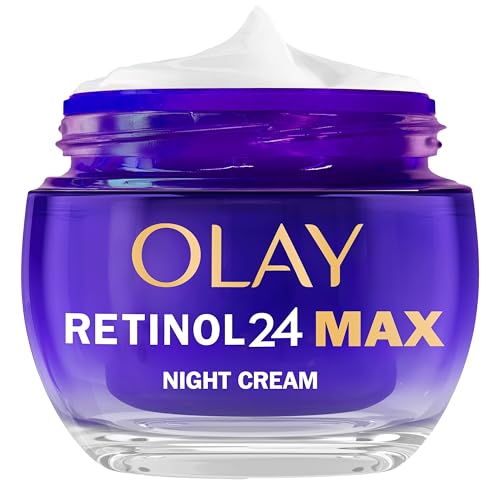 Olay Retinol 24 MAX Night Cream - Anti Aging Face Cream Moisturiser for Women with Antioxidant Vitamin E and 40% Glycerin Smooths Renews and Hydrates Overnight 50ml