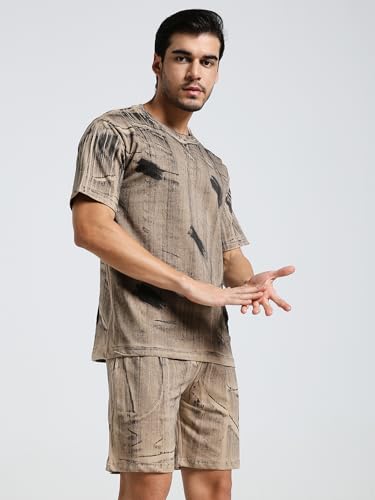 Image of Vogaan Men's Cotton Short Sleeve Tracksuit Summer T Shirt & Shorts Set with 2 Pockets || Casual Co-ord Sets