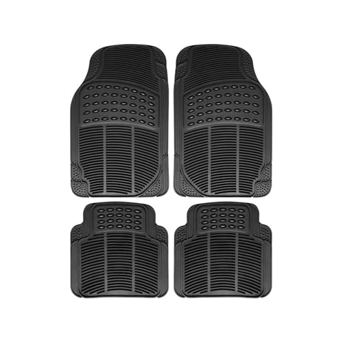 Tapis de Sol Voiture universels, Lot de 4 (2 Avant et 2 arrière), Tapis antidérapant, Tapis Caoutchouc PVC Souple, découpables et faciles à Nettoyer.